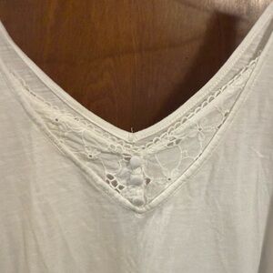 Maurices Cream V-Neck Top with Crochet Trim